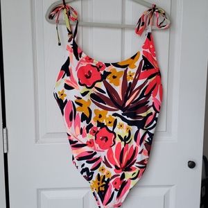 Aerie Floral One Piece Swimsuit - Pink, Orange, Yellow